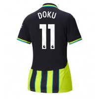 Camiseta Manchester City Jeremy Doku #11 Segunda Equipación Replica 2024-25 para mujer mangas cortas